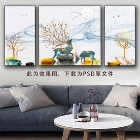 三联画 抽象线条