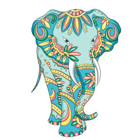 卡通手绘国潮风大象免抠