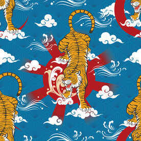 东北虎印花图案 中国风装饰画