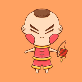 手绘卡通年画小男孩插画设计