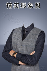 男士形象照马甲照公司证件照展示