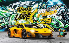 汽车涂鸦背景墙