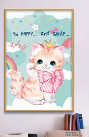 可爱手绘猫咪彩虹装饰画
