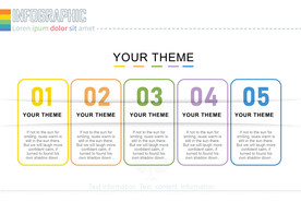 商务PPT五个分项信息图表流程