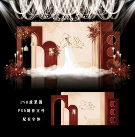 红色系婚礼背景