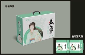 传统糕点包装效果图+平面图 