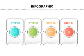 商务PPT四个分项信息图表流程