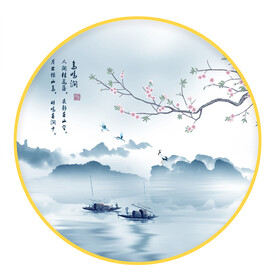 圆形画 中式山水画