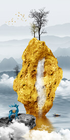 装饰画 抽象画 假山