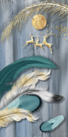 装饰画 羽毛 麋鹿