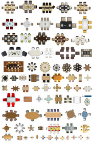 餐桌高清彩平素材PSD