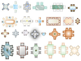 餐桌高清彩平素材PSD