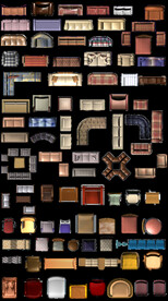 单体沙发高清彩平素材PSD