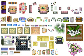 手绘沙发彩平素材PSD