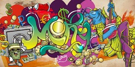 街头街舞英文涂鸦餐饮酒吧背景墙