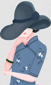 装饰画 美女 帽子 旗袍