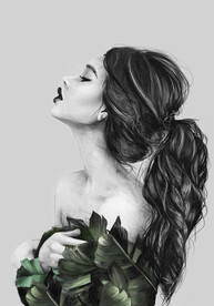 装饰画 美女 素描绘画