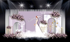 白紫色婚礼效果图设计