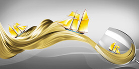 装饰画 抽象画线条 酒杯 帆船