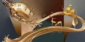 装饰画 抽象画线条 高足杯