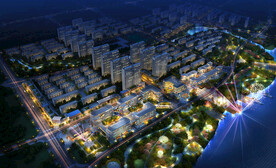 夜景鸟瞰规划效果图