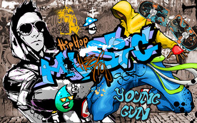 个性街头涂鸦工装背景墙