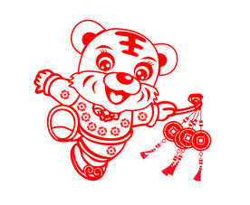 虎年剪纸卡通小老虎