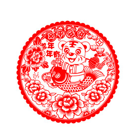 虎年窗花剪纸