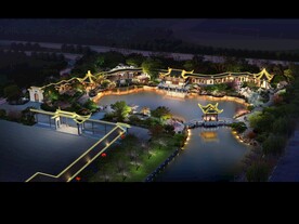 古典园林廊桥夜景