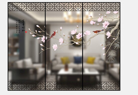 高清分层透明底推拉门彩釉打印图