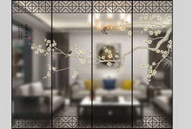 高清分层透明底推拉门彩釉打印图