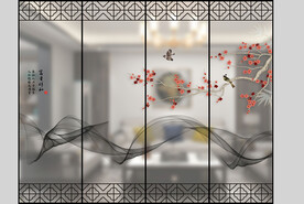 高清分层透明底推拉门彩釉打印图