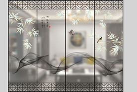 高清分层透明底推拉门彩釉打印图