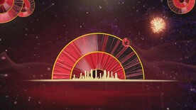 红色扇面大气年会背景