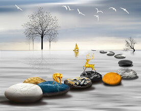 装饰画 晶瓷画 石头