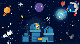 卡通星球星空背景墙