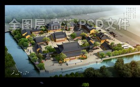 寺庙古建航拍鸟瞰