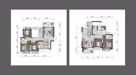 素雅户型平面渲染