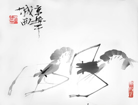 张大千 古画 国画 虾 字画