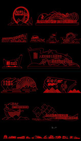 文明城市雕塑CAD图库