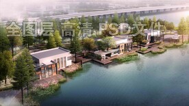 湿地滨水建筑航拍鸟瞰