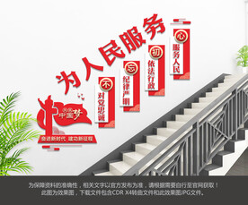 为人民服务楼梯文化墙