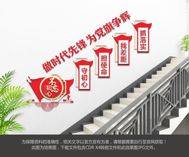 不忘初心楼梯文化墙