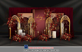 红金色婚礼迎宾区
