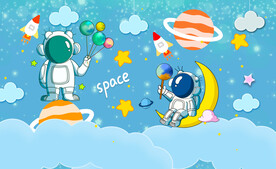 卡通宇航员背景墙