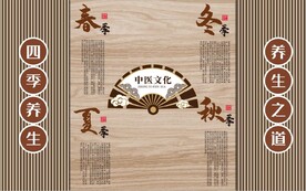 新中式中医文化背景墙壁画