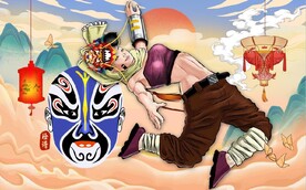 国风潮时尚美女餐饮酒吧背景墙