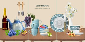 花瓶水果餐具餐厅装饰画