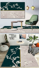 新中式高档白玉兰客厅地毯