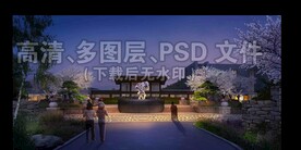 园林景观夜景太湖石雕塑